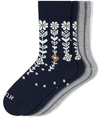 HUE Descending Flower Crew Sock, 2 Pack