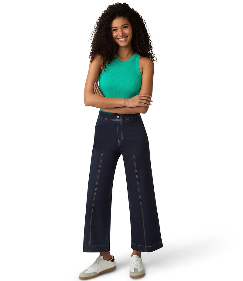 HUE Fine Lines Denim Crop Wide Leg Leggings