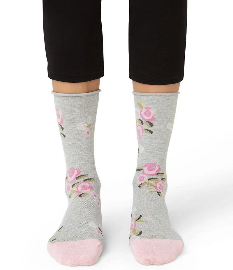 HUE Floral Jeans Crew Socks, 3 Pack
