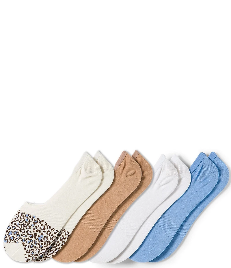 HUE Leopard Print Sneaker Liner Socks, 4 Pack