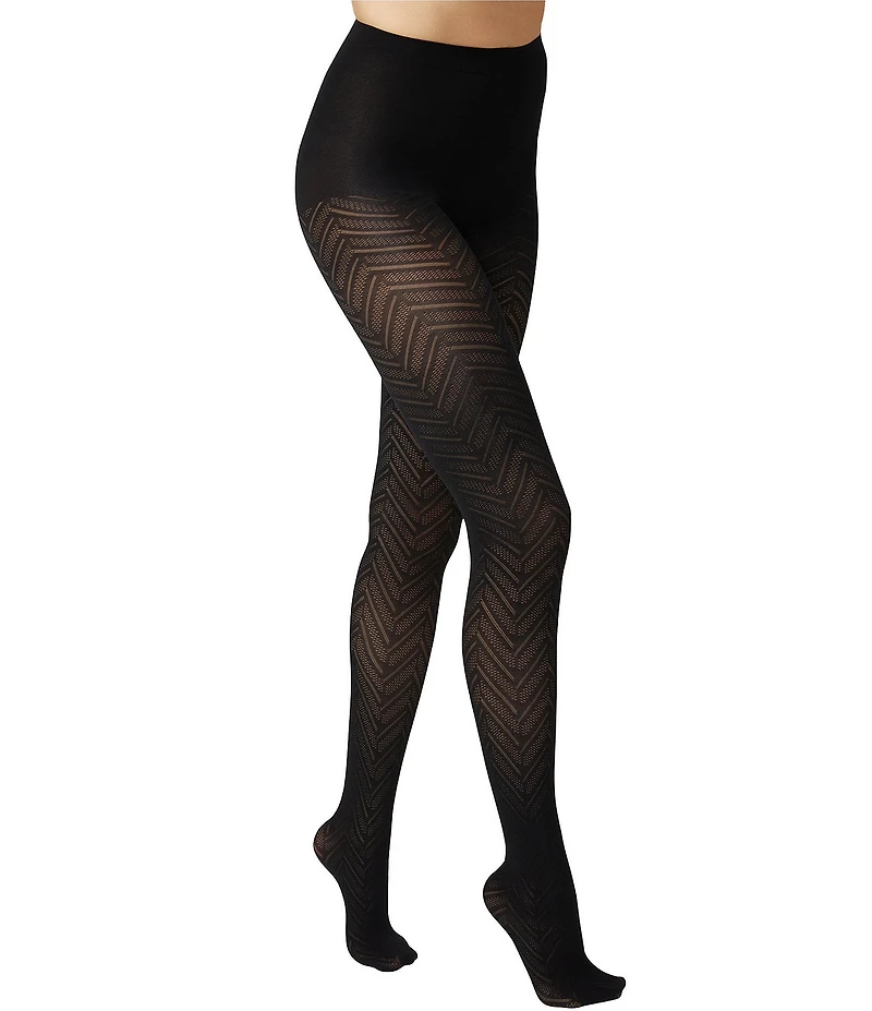 HUE Opaque Chevron Control Top Tights