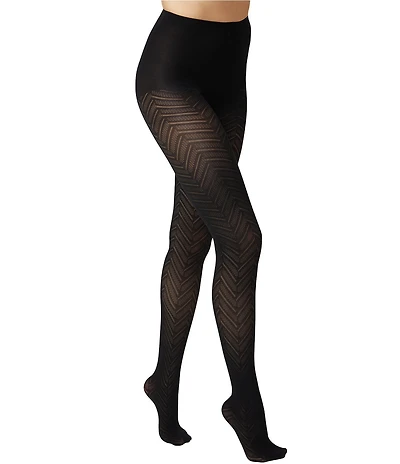 HUE Opaque Chevron Control Top Tights