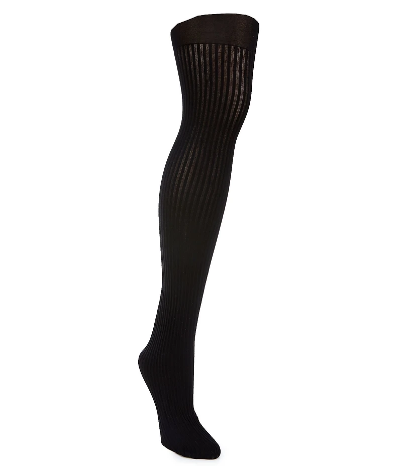 HUE Opaque Sheer Ribbed Tights