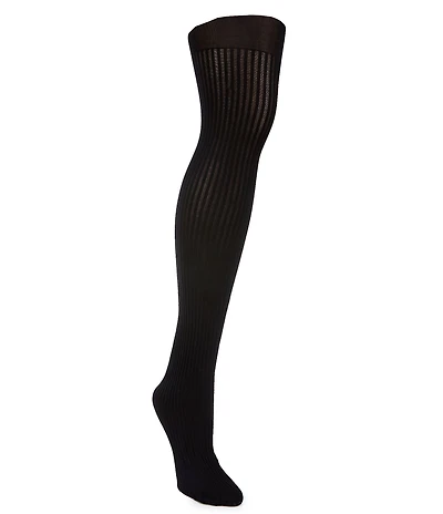 HUE Opaque Sheer Ribbed Tights