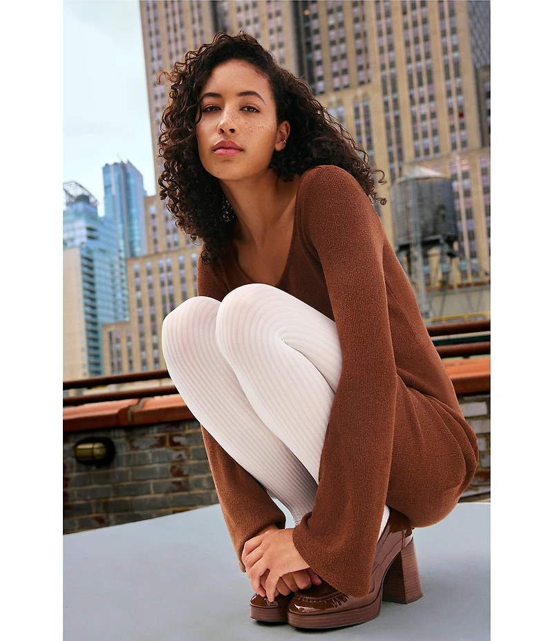 HUE Opaque Sheer Ribbed Tights