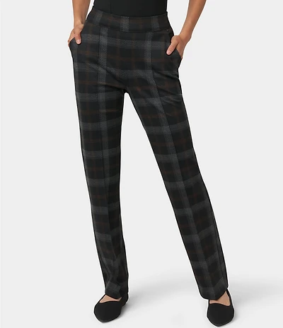 HUE Plaid Pull-On Mid Rise Trouser Leggings