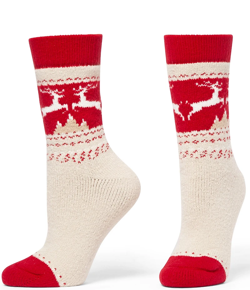 HUE Reindeer Cozy Crew Socks, 2 Pack