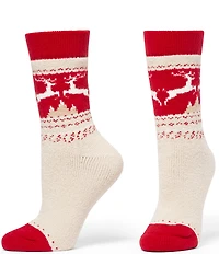 HUE Reindeer Cozy Crew Socks, 2 Pack
