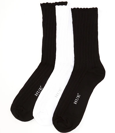 HUE Scalloped Pointelle Crew Sock, 3 Pack