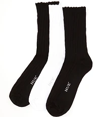 HUE Scalloped Pointelle Crew Sock, 3 Pack