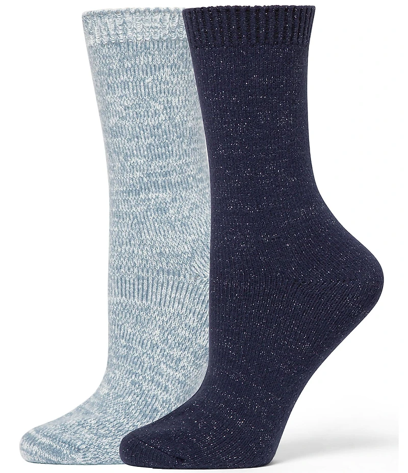 HUE Sparkle Marled Crew Socks, 2 Pack