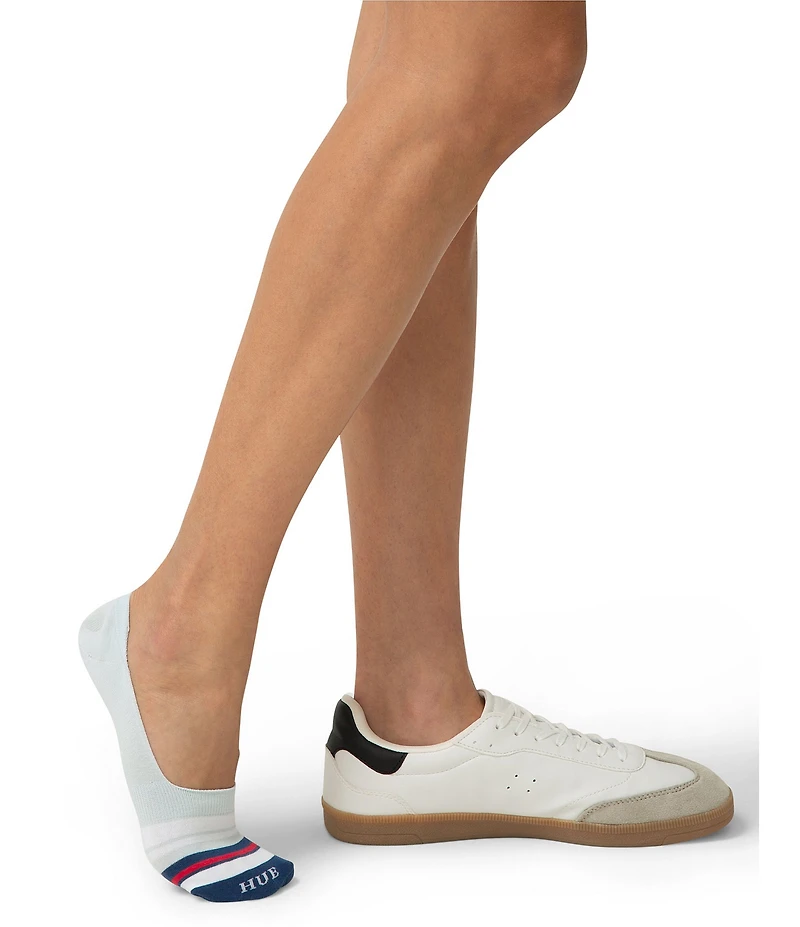 HUE Stripe Print Sneaker Liner Socks, 4 Pack