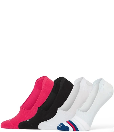 HUE Stripe Print Sneaker Liner Socks, 4 Pack