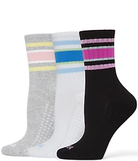 HUE Striped Air Cushion Sport Crew Socks, 3 Pack
