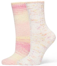HUE Striped Tweed Cozy Crew Socks, 2 Pack