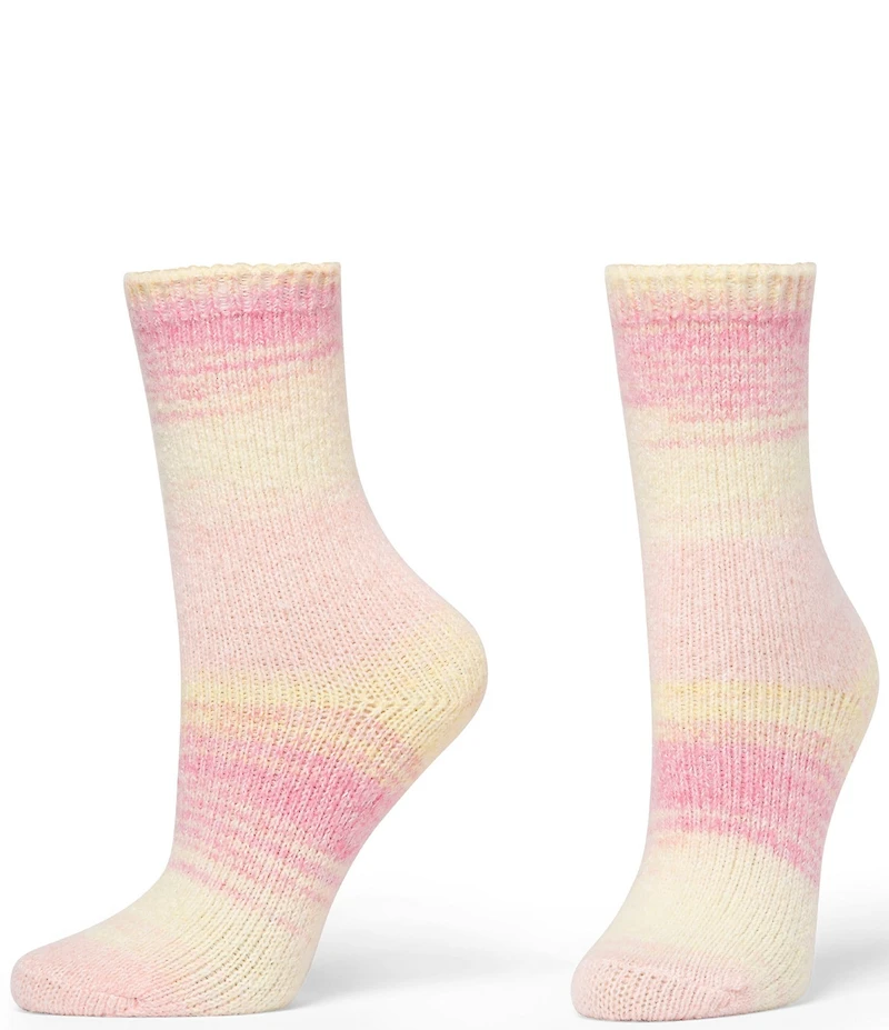 HUE Striped Tweed Cozy Crew Socks, 2 Pack