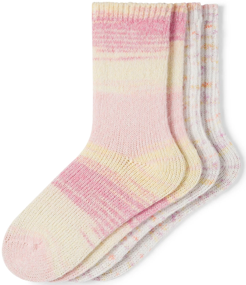 HUE Striped Tweed Cozy Crew Socks, 2 Pack