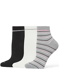HUE Super Soft Striped Quarter Sock, 3-Pack