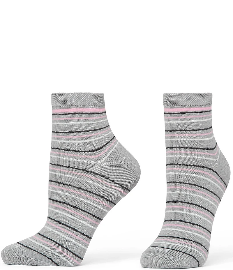 HUE Super Soft Striped Quarter Sock, 3-Pack