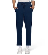 HUE Terry Soft Denim Skimmer Straight Leg Drawstring Pants