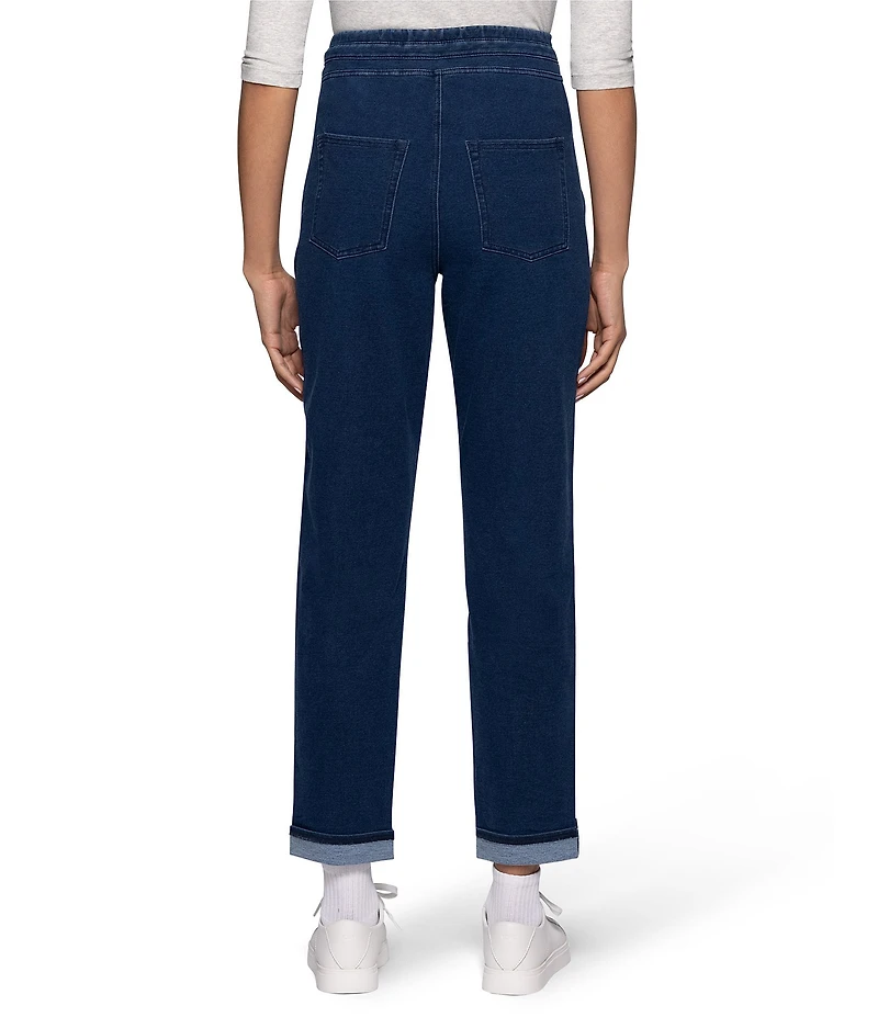HUE Terry Soft Denim Skimmer Straight Leg Drawstring Pants