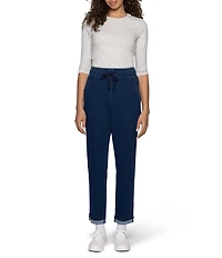 HUE Terry Soft Denim Skimmer Straight Leg Drawstring Pants