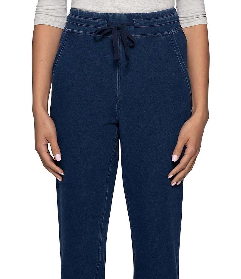 HUE Terry Soft Denim Skimmer Straight Leg Drawstring Pants