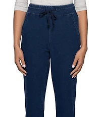 HUE Terry Soft Denim Skimmer Straight Leg Drawstring Pants