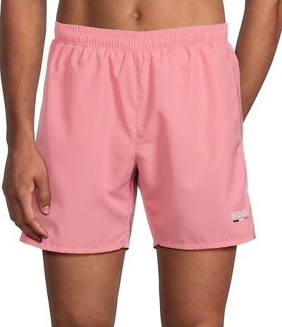 Hugo Boss 5.91#double; Inseam Drawstring Solid Swim Trunks