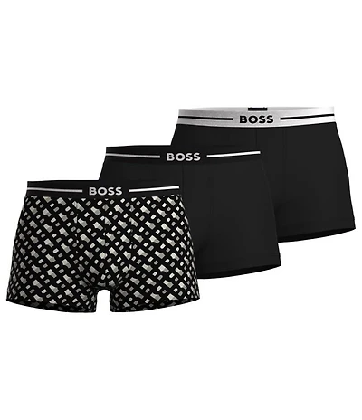 Hugo Boss Bold Design Printed/Solid Boxer Briefs 3-Pack