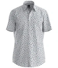 Hugo Boss BOSS Big & Tall Linen Roan Floral Print Stretch Short Sleeve Woven Shirt