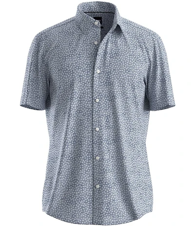 Hugo Boss BOSS Slim Fit P-Roan Floral Print Performance Stretch Short Sleeve Woven Shirt