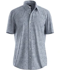 Hugo Boss BOSS Slim Fit P-Roan Floral Print Performance Stretch Short Sleeve Woven Shirt