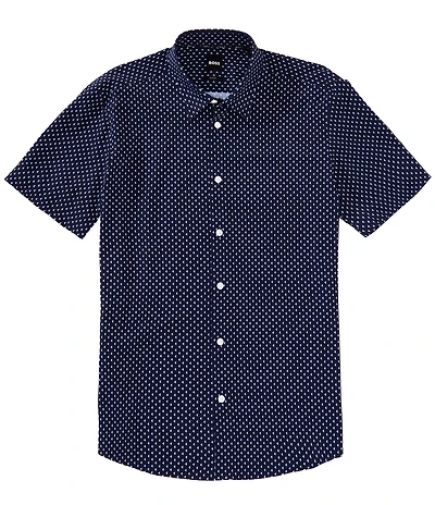 Hugo Boss BOSS Slim Fit Roan Ken Mini Print Stretch Short Sleeve Woven Shirt