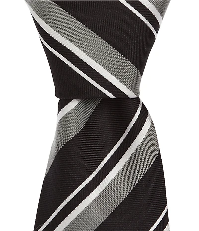 Hugo Boss Diagonal Traditional Stripe Jacquard 3#double; Woven Silk Tie