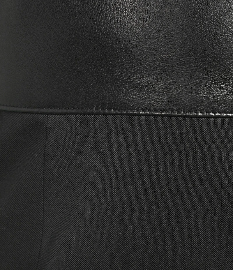 Hugo Boss Drumialda Leather V-Neck Sleeveless Virgin Wool Midi Dress