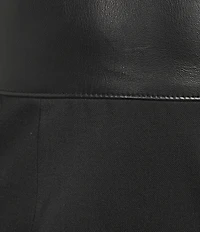 Hugo Boss Drumialda Leather V-Neck Sleeveless Virgin Wool Midi Dress