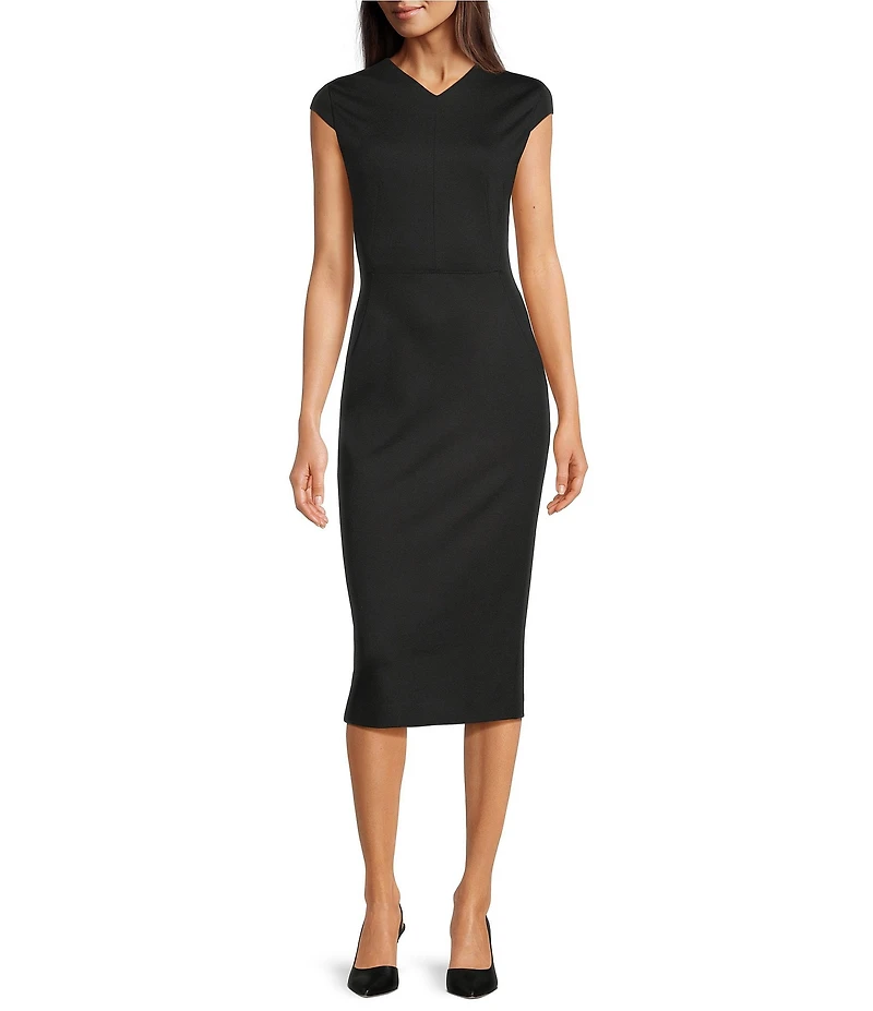 Hugo Boss Dulisa V-Neck Cap Sleeve Midi Dress