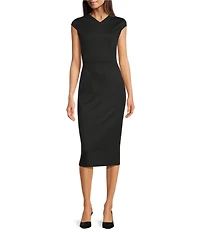 Hugo Boss Dulisa V-Neck Cap Sleeve Midi Dress