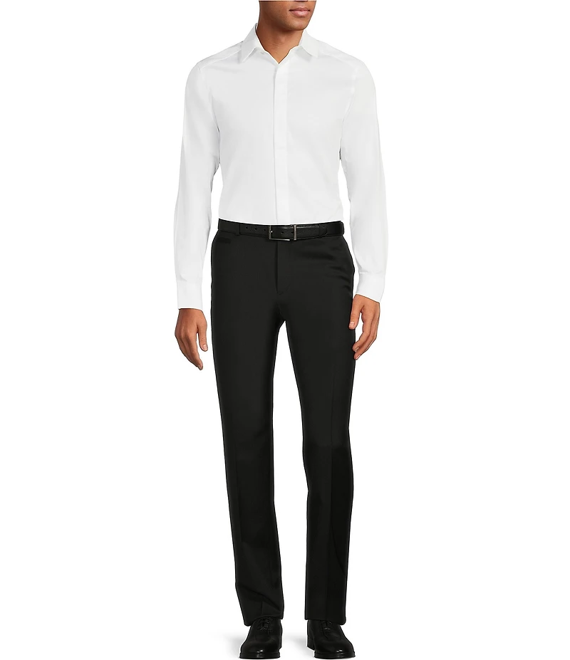 Hugo Boss Genius Slim Fit Flat Front Solid Dress Pants