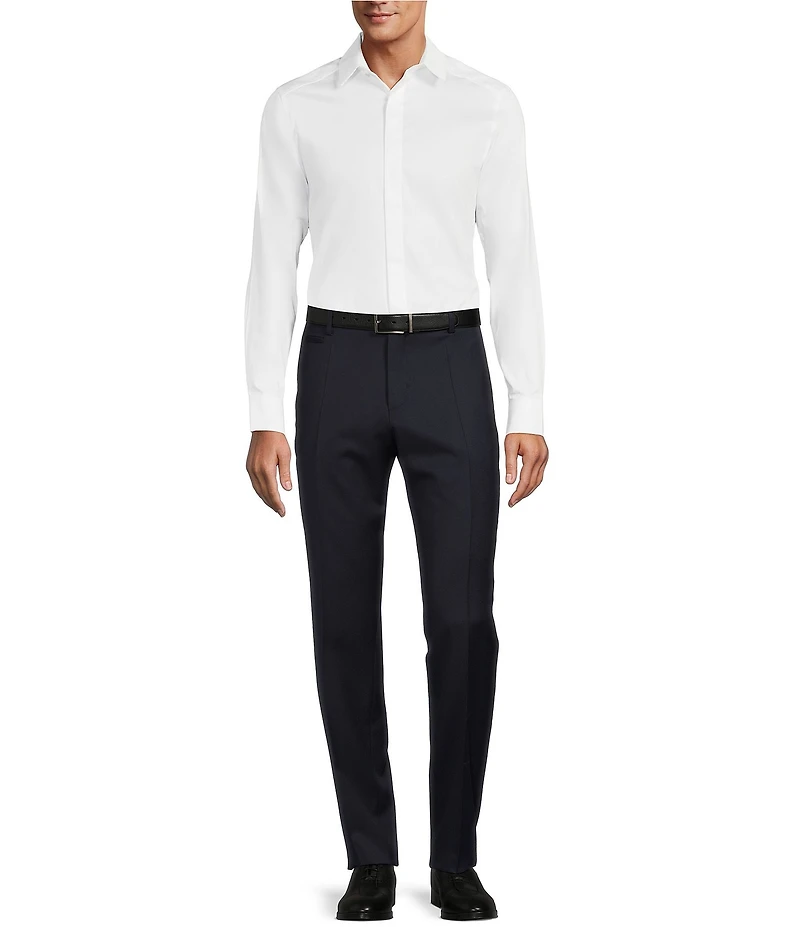 Hugo Boss Genius Slim Fit Flat Front Solid Dress Pants