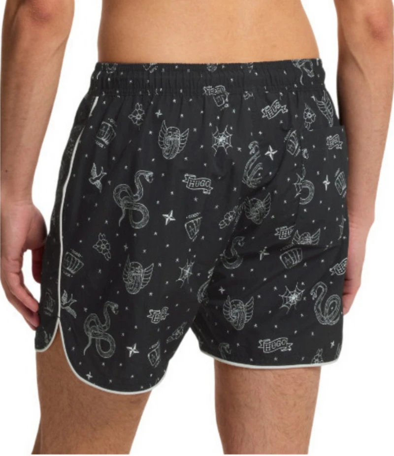 Hugo Boss Graphic Print 4.7#double; Inseam Drawstring Pull-On Swim Trunks