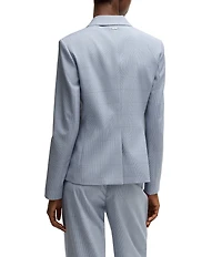 Hugo Boss Jia Woven Wool Windowpane Plaid Notch Lapel Long Sleeve Blazer