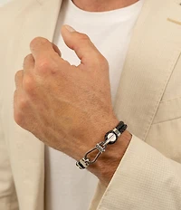 Hugo Boss Men's Ares Prime Stainless Steel & Leather Line Bracelet