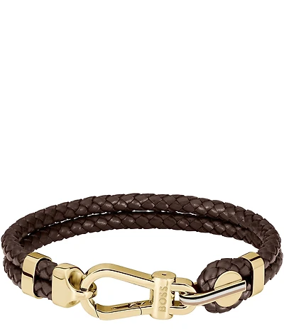 Hugo Boss Men's Ares Prime Stainless Steel & Leather Line Bracelet