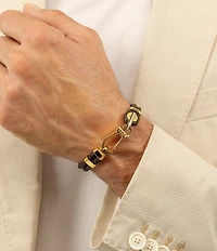 Hugo Boss Men's Ares Prime Stainless Steel & Leather Line Bracelet