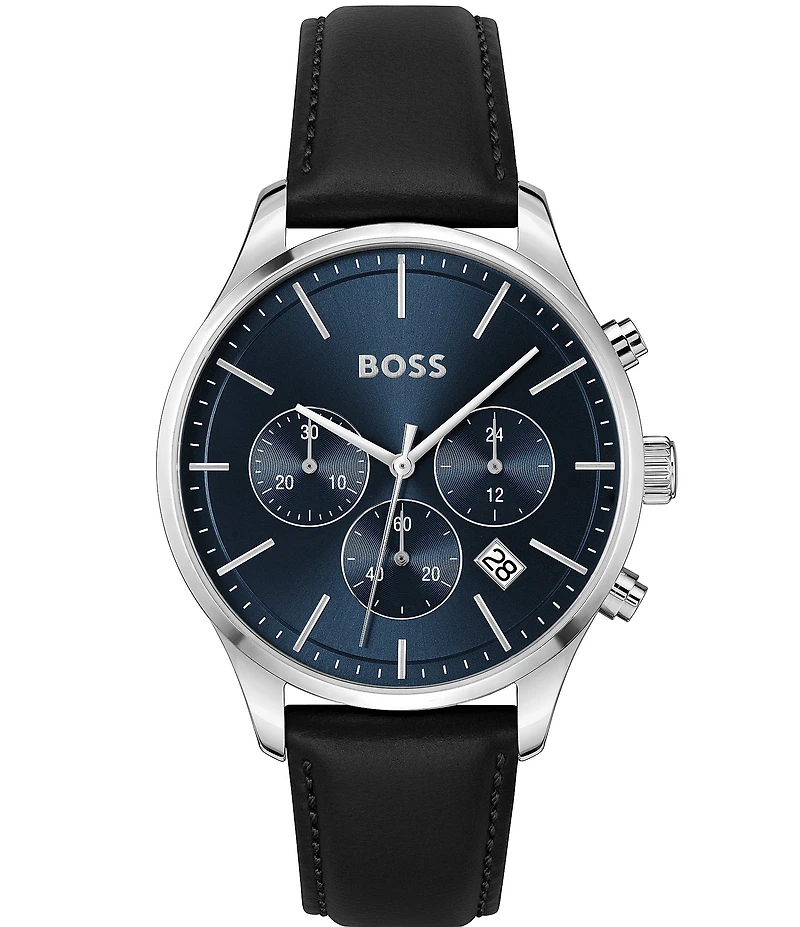 Hugo Boss Men's Avery Quartz Chronograph Leather Strap Watch