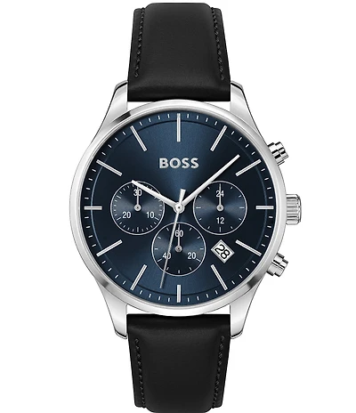 Hugo Boss Men's Avery Quartz Chronograph Leather Strap Watch