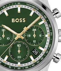 Hugo Boss Men's Candor Green Dial Quartz Chronograph Stainless Steel Bracelet Watch