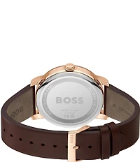 Hugo Boss Men's Contender Multifunction Brown Leather Strap Watch